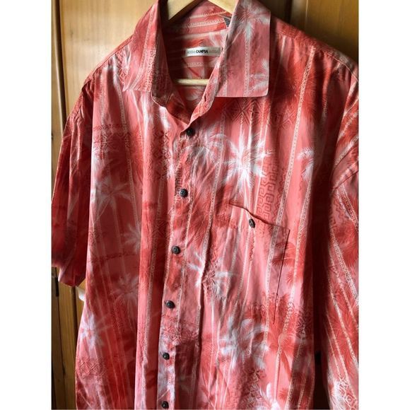 Campia Moda Button-Up Mens palms  Hawaiian Camp Shirt Coconut Button Size XXL - Picture 6 of 12